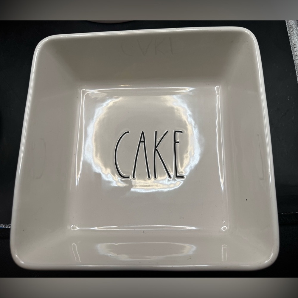 Rae Dunn Square CAKE Serving/Bakeware Farmhouse Party Birthday Christmas Easter